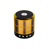 Gold plastic rubber wireless Bluetooth speaker (WS887), USB chargeable with sleek design on display