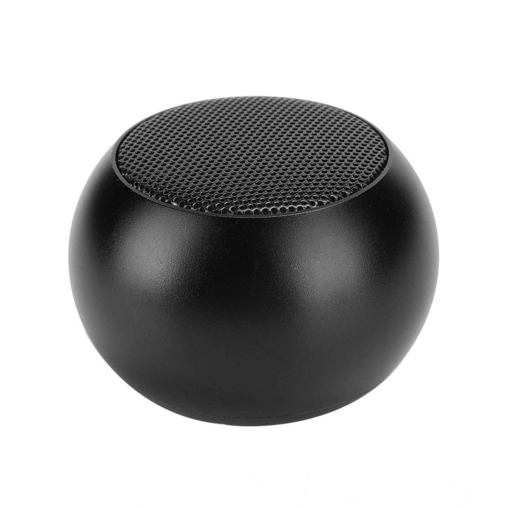 Black plastic rubber wireless M3 Bluetooth speaker, USB chargeable home audio device on table