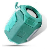 Sky blue plastic rubber wireless Bluetooth speaker, USB chargeable music device on table