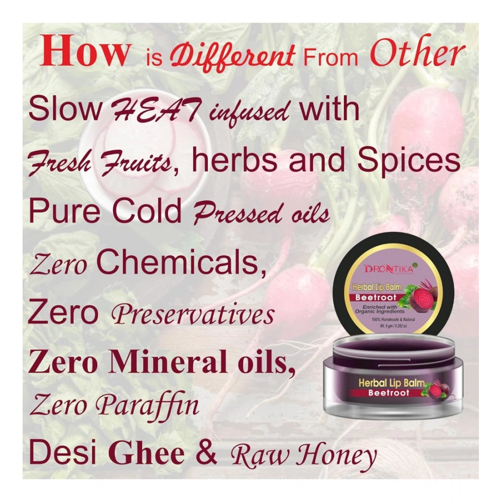 Natural, plant-based beetroot lip balm (10gm) for dry skin, protects against chapped lips