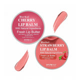 Natural plant-based cherry & strawberry lip balm pack of 2 (10gm) for dry skin, close-up view