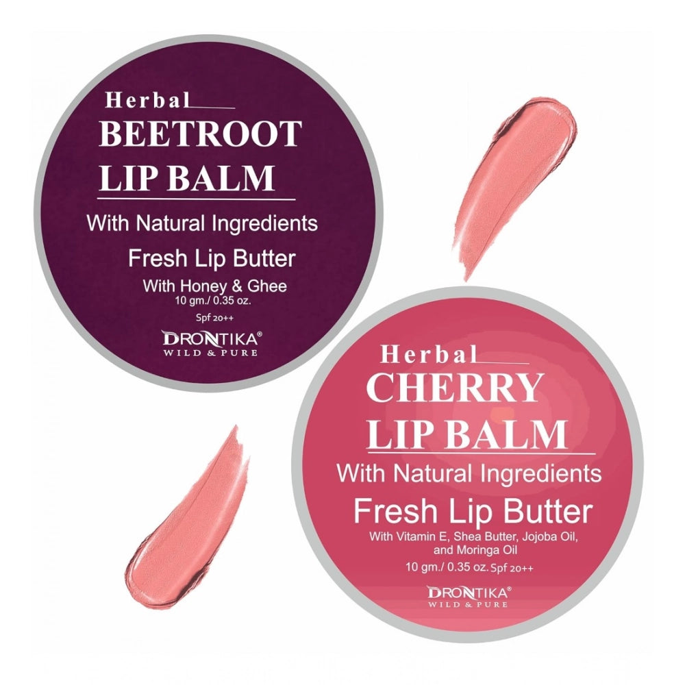 Natural, plant-based beetroot & cherry lip balm pack (2 x 20gm) for dry skin, perfect for unisex use