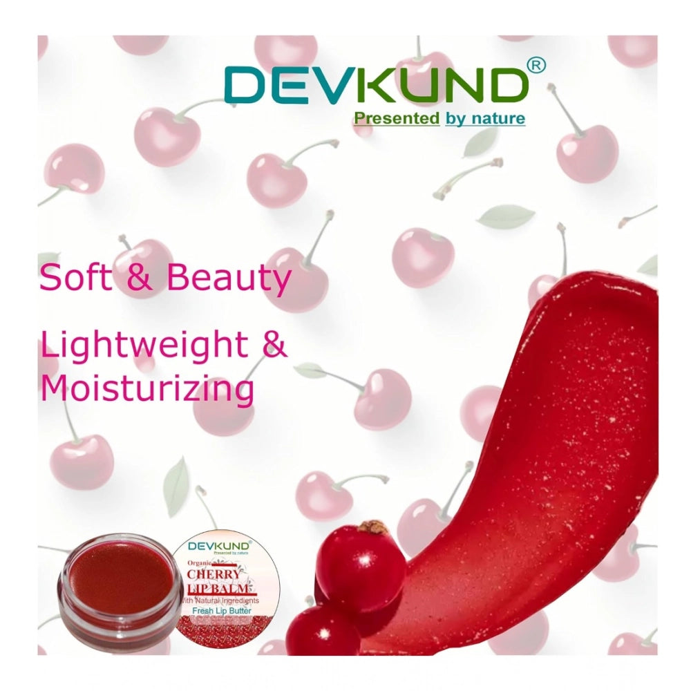 Natural, plant-based cherry lip balm (10gm) for dry skin types, perfect for unisex use. May appear slightly different due to lighting and screen resolution