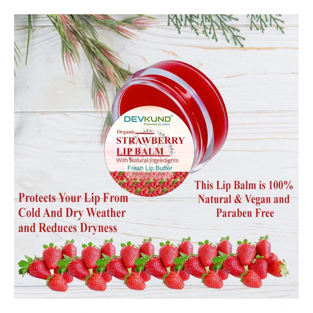 Natural, plant-based strawberry lip balm (10g), for dry skin type lips