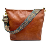 Brown PU Leather Medium Zipper Sling Bag - adjustable sling strap handbag for women