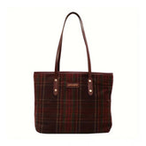 Red woolen medium shoulder zipper handbag with two handle straps and fix sling strap