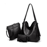 Black PU leather medium shoulder zipper handbag, adjustable sling strap