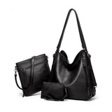 Black PU leather medium shoulder zipper handbag, adjustable sling strap