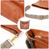 Brown PU leather medium sling bag with adjustable-removable strap and zipper closure