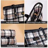 White woolen medium shoulder zipper handbag with two handle straps and fix sling strap