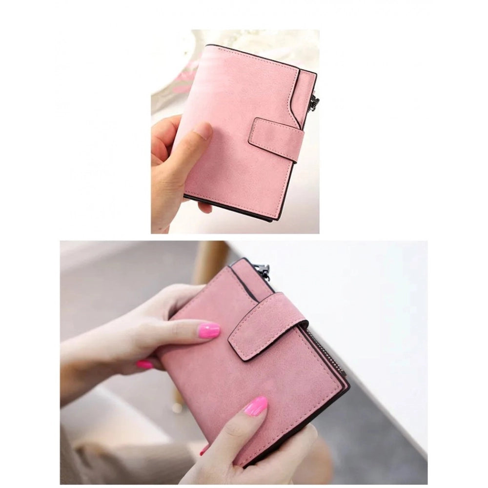 RoseGold vegan leather small zipper wallet, solid pattern, ideal for everyday use