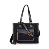 Black canvas medium satchel handbag with adjustable-removable sling strap