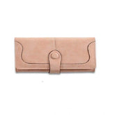 Khaki faux leather medium wallet, solid pattern, snap button closure