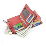 Brown vegan leather small zipper wallet, solid design for women's accessories