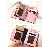 RoseGold vegan leather small zipper wallet, solid pattern for women's accessory