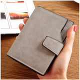 Grey vegan leather small zipper wallet, solid pattern, perfect for everyday use