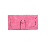 Pink faux leather medium wallet with snap button closure, ideal for women's accessories