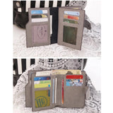 Grey vegan leather small zipper wallet, solid pattern for women's everyday carry