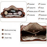 Brown PU leather medium shoulder zipper handbag with adjustable sling strap and handle