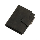 Black vegan leather small zipper wallet, solid design for women's accessories