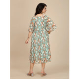 Women's Georgette Printed Round Neck Short Sleeve Dress (Multicolor)