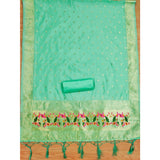 Seagreen Banarasi silk printed unstitched salwar suit with dupatta (3m) - high-quality traditional Indian fashion wear
