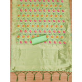 Banarasi Silk printed pista unstitched salwar suit with dupatta (3m)