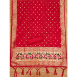 Red Banarasi silk printed unstitched salwar suit with dupatta (3m), women's traditional Indian outfit for formal events