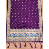 Purple Banarasi silk printed unstitched salwar suit set with dupatta (3mtrs)