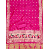 Pink Banarasi Silk printed unstitched salwar suit with dupatta (3m) on mannequin