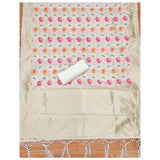 White Banarasi Silk printed unstitched salwar suit & dupatta (3m) on hanger