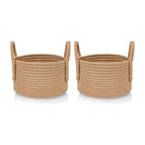 Cotton Round Storage Rope Woven Baskets Pack of 2 (Beige)