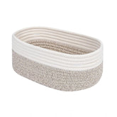 Cotton Oval Storage Rope Woven Baskets Pack of 1 (White Mix)