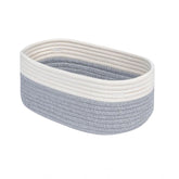 Cotton Oval Storage Rope Woven Baskets Pack of 1 (White Grey)