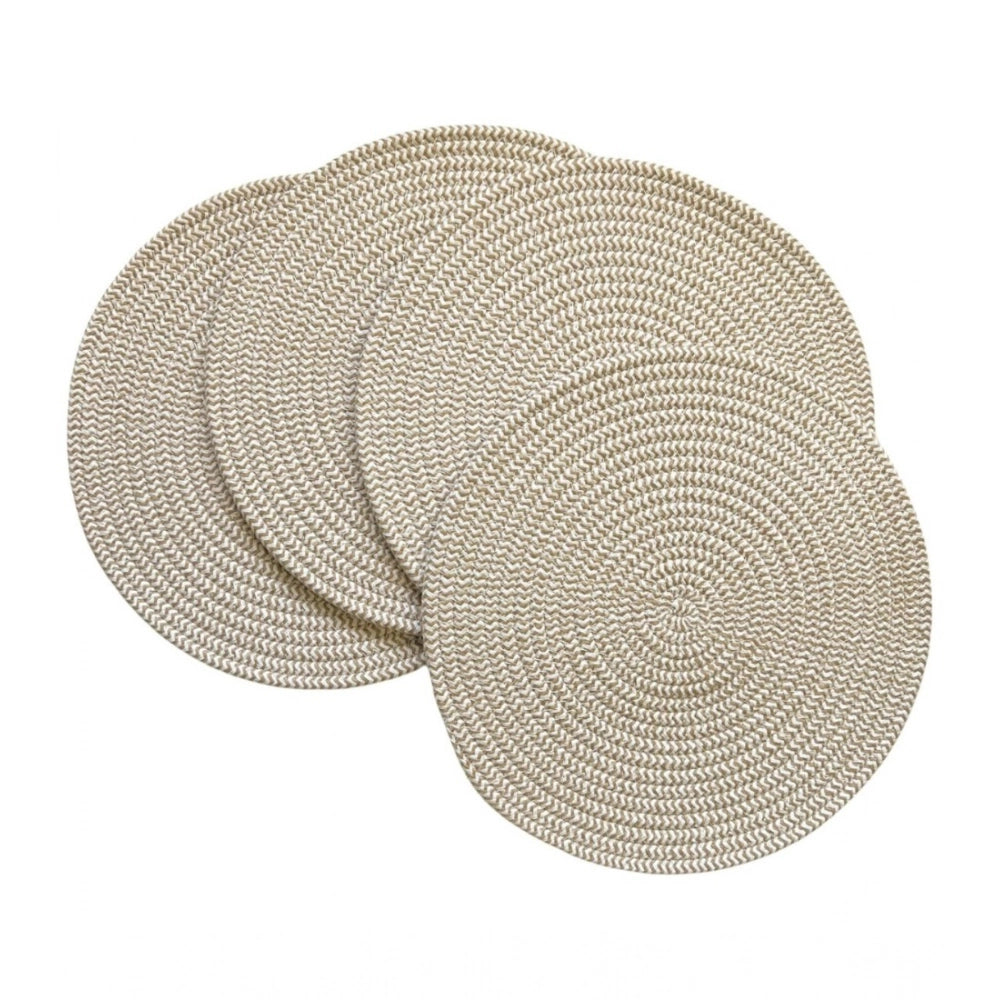 Beige-white cotton dining table round placemats set of 4 for multipurpose use