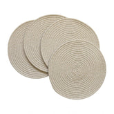 Cotton Dining Table Round Placemat Mats Set of 4 (Beige White)