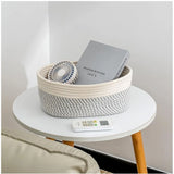 Cotton Oval Storage Rope Woven Baskets Pack of 1 (Grey White)