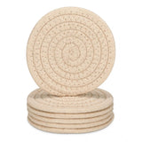 Cream cotton rope drink coasters set, stylish mats for cups and mugs, multipurpose for tea and coffee