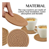 Beige cotton rope drink coasters set of 4, perfect for tea and coffee mugs