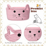 Cotton Small Cat With Face Basket Pack of 1 (Pink)