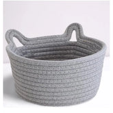 Cotton Plain Cat Basket 9x5 Inch Pack of 1 (Grey)