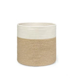 Cotton Large Woven Storage Basket 11x11 Inch Pack of 1 (Beige White)