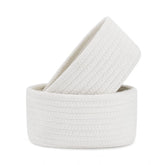 Cotton Storage Rope Woven Baskets Pack of 2 (White)