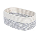 Cotton Oval Storage Rope Woven Baskets Pack of 1 (Grey White)