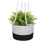 Cotton Hanging Planter Flower Basket Pack of 1 (Black & White)