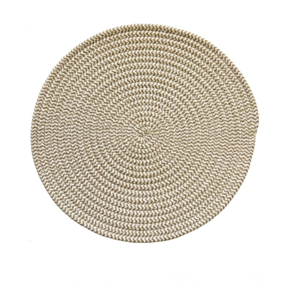 Beige white cotton dining table round placemats set of 4 for multipurpose use