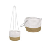 Cotton Hanging Planter Flower Basket Pack of 1 (Beige White)