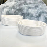 Cotton Storage Rope Woven Baskets Pack of 2 (White)