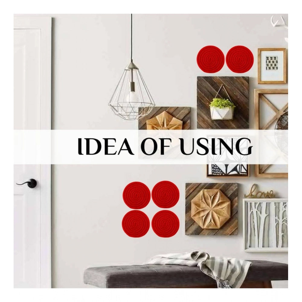 Red cotton rope drink coaster set, multipurpose for tea and coffee cups and mugs