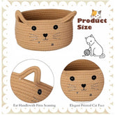 Cotton Small Cat With Face Basket Pack of 1 (Beige)